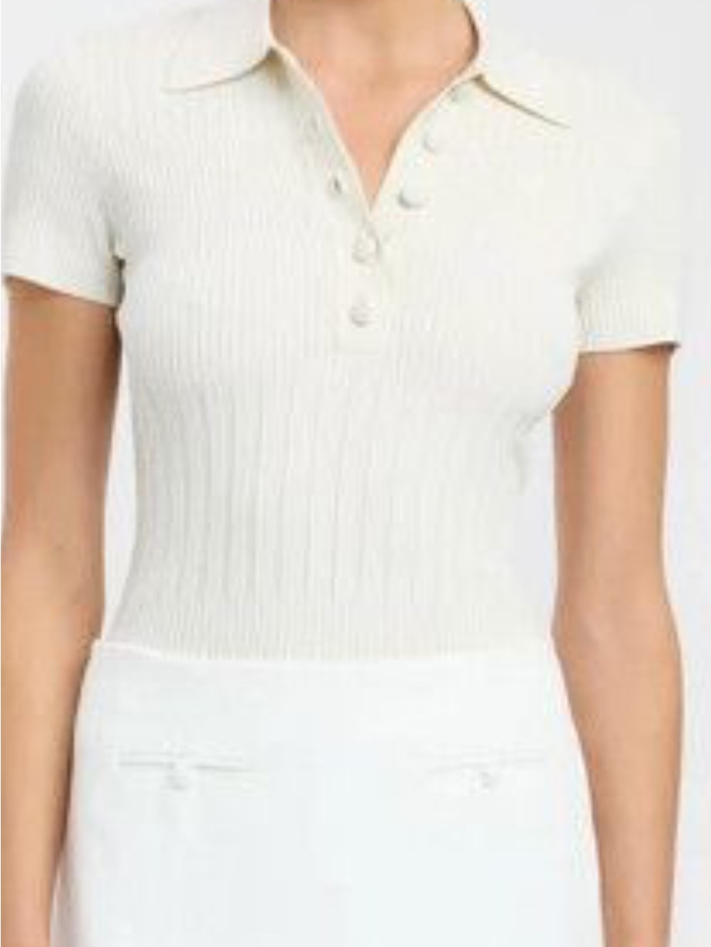 Kookai Cream Ribbed Short-Sleeve Polo - Picture 2 of 7